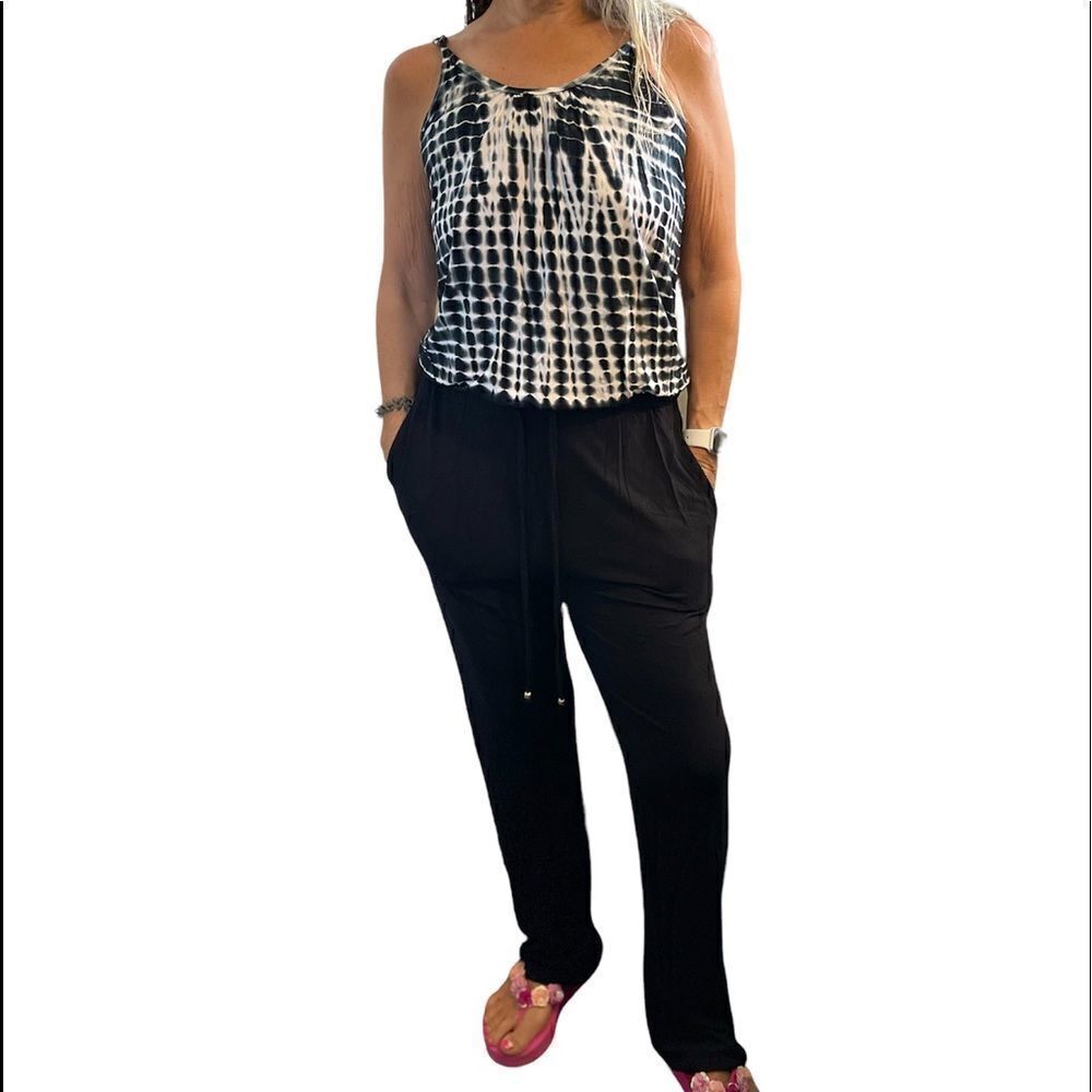 Venus Tie Dye black pockets jumpsuit.Size S